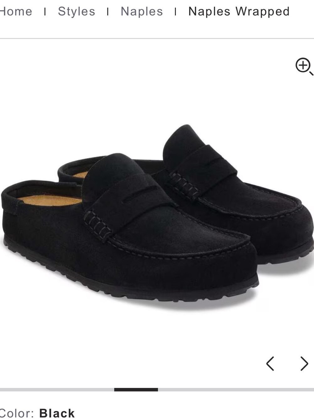 Birkenstock Naples Wrapped Mule Loafers in Black Suede, Size 39.